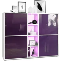 Vladon Highboard, Brombeere, 130.5x105.5x35.5 cm, Wohnzimmer, Kommoden & Sideboards,