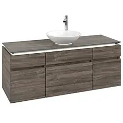 Villeroy und Boch Legato Waschtischunterschrank B586L0RK 140x55x50cm, Waschtisch mittig, mit Beleuchtung, Stone Oak