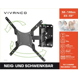 Vivanco TV-Doppelarm TV-Ständer max. 55 Zoll / 45Kg schwarz