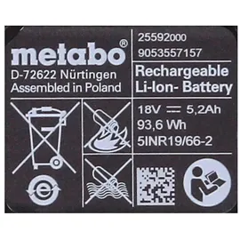 Metabo Basis Set 4 x 5,2 Ah + 2 x Schnellladegerät ASC Ultra + Metaloc