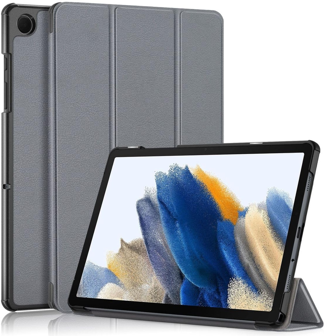 Wigento Für Samsung Galaxy Tab A9 Plus 3folt Wake UP Smart Standfunktion Cover Grau Tablet Tasche Etuis Hülle