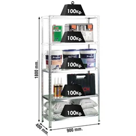 Proregal Lagerregal Metall 200 x 100 x 40 cm Silber 5 Fachböden