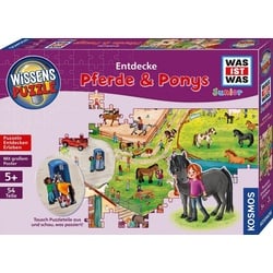 Kosmos Puzzle WAS IST WAS Junior, Entdecke Pferde & Ponys, 54 Puzzleteile, Made in Germany bunt