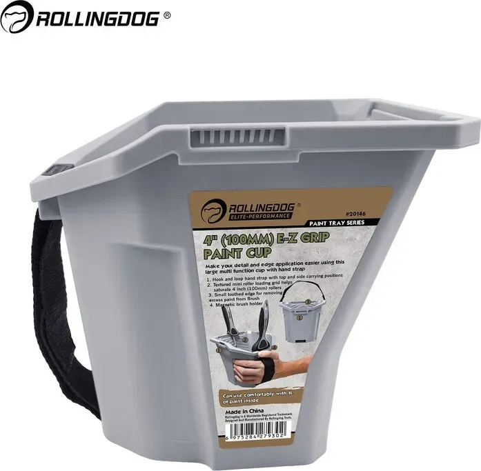 ROLLINGDOG Mini-Farbroller- und Pinselbecher-Set 100 mm Malset für kleine Flächen, Wandanschläge, Kanten und Detailarbeiten, Möbel, Türen, Schränke, Heimwerken, Renovierung, Profi-Malwerkzeug, einfache Anwendung, glatte Oberfläche