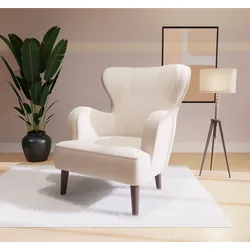 Sessel HOME AFFAIRE "SICILIA", beige, B:88cm H:88cm T:64cm, 100% Polyester, Sessel, moderner Ohrensessel