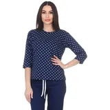 normann Schlafanzug Oberteil Pyjama Shirt Top in marine & Match - ideal zu kombinieren, Farbe:Punkte_Marine, Größe:40-42 - 40-42