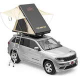 Dragon Winch - Dachzelt Auto 2 Personen inklusive Matratze, Teleskopleiter, Zubehörtaschen und Moskitonetze, Aluminium-Hartschale, Komfortables und mobiles Camping Zelt + LED | Wasserdicht | Type A