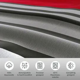 H.I.S. Majoran Linon rot 200 x 200 cm + 2 x 80 x 80 cm