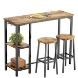 bealife Bartisch Set mit 2 Barhockern 60 x 120 cm Retro