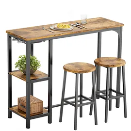 bealife Bartisch Set mit 2 Barhockern 60 x 120 cm Retro