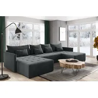 MEBLITO Ecksofa Big Sofa Eckcouch mit Schlaffunktion Molo U Form Couch Sofagarnitur Kronos 22 - Grau