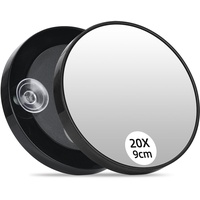 JADAZROR 20-facher Launenspiegel, 9cm Kleiner Vergrößerungs-Make-up-Spiegel mit Saugnäpfeln, Reisemake-up-Spiegel mit 20-facher Vergrößerung, tragbarer Handheld-Vergrößerungsspiegel