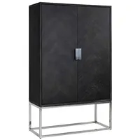 Casa Padrino Luxus Barschrank Schwarz / Silber 108 x