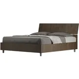 Bett mit Lattenrost 160x200, geneigtem Kopfteil aus Demas-Walnussholz