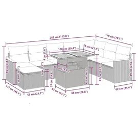 vidaXL Garten-Lounge-Set 9-tlg. grau