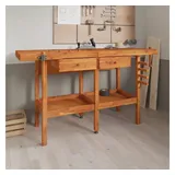 vidaXL Werkbank mit Schubladen Schraubstöcken 162x62x83 cm Akazienholz