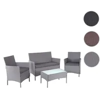 Mendler Poly-Rattan Garten-Garnitur HWC-D82, Sitzgruppe Lounge-Set grau mit Kissen anthrazit