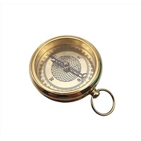 Linoows Dekoobjekt Marine Kompass, Taschenuhren Nadelkompass, Messing, Magnetkompass mit Anker Symbol goldfarben