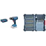 Bosch Professional 18V System Akku-Schlagbohrschrauber GSR 18V-21 (ohne Akkus und Ladegerät) + 40-tlgs. Bohrer Bit Set (Pick and Click, extra harte Schrauber Bits, mit Universalhalter)