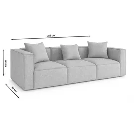 VCM Couch 3-Sitzer Hellgrau