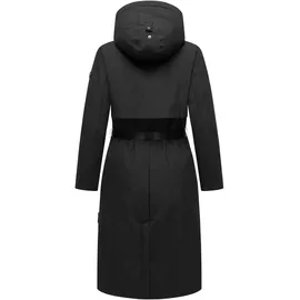 Navahoo Damen, Wintermantel warmer, Wasserabweisender Parka mit Kapuze und Taillengürtel Waldbummler 14 Black Gr. S - S