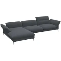 FLEXLUX Ecksofa Salino, Funktionssofa mit Recamiere, Relaxsofa, Ecksofa, Sofa mit Arm- und Kopfteil-Verstellungen, Kaltschaum & Stahl-Wellen schwarz