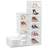 Clanmacy Schuhbox Schuhboxen Stapelbar Aufbewahrungsboxen 6er Schuhkarton Schuhe Regal (6 St) schwarz