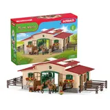 schleich FARM WORLD | Pferdestall mit Pferden und Zubehör 42195 | Set inkl. Stall, 2 Pferden, beweglicher Mädchenfigur und Zubehör | Bauernhof Spielzeug ab 3 Jahre | 96 Teile | exklusiv bei Amazon