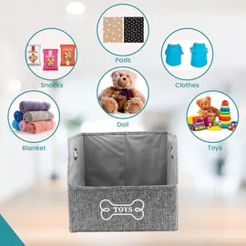 Belle Vous Aufbewahrungskorb faltbar für Hundespielzeug und Hundekleidung  grau