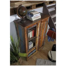 Massivmoebel24 Vitrine Altholz 95 x 42 x 140 cm Mehrfarbig