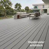Terrassendielen WPC WoodoRhodos Grau | Diele für Balkon + Terrasse Außenbereich 2,4m x 12cm x 2cm mit Clipsystem & Unterkonstruktion | Holzoptik - Grau