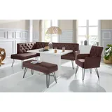 exxpo - sofa fashion Eckbank Doppio, Chesterfield Optik, komfortabel und bequem, hohe Designfüße«, Frei im Raum stellbar