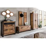 SIT Möbel Dielen-Set Altmetall/Akazie gebeizt und geölt - 2 Jahre Gewährleistung | Akazie natur - Altmetall antikschwarz | B85xT45xH180cm|18000-43