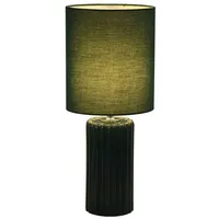 Licht-Erlebnisse Tischlampe WILRIAL Olivgrün Keramik Stoff E14 bis 60W