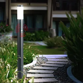 V-Tac Außen Steh Lampe Edelstahl mit Bewegungsmelder IP44 anthrazit