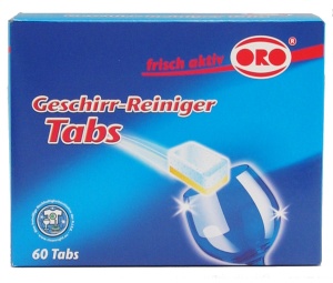 ORO®-frisch-aktiv Aktiv Tabs Geschirr-Reiniger, Tabs für Reinheit und Glanz, 1 Packung = 60 x 18 g ohne wasserlösliche Folie