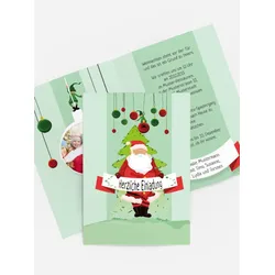 Foto Weihnachtseinladung selbst gestalten mit Spruch und Fotos im Onlinedesigner bei Meine-Kartenmanufaktur.de