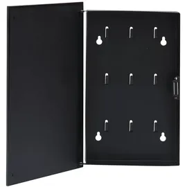 vidaXL Schlüsselkasten mit Magnettafel Schwarz 30x20x4 cm