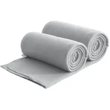 Wometo 2er Set Eco Fleecedecken aus 100% recyceltem Material + OekoTex geprüft 130x160 cm ca. 400 g - hellgrau mit Anti-Pilling und Kettelrand