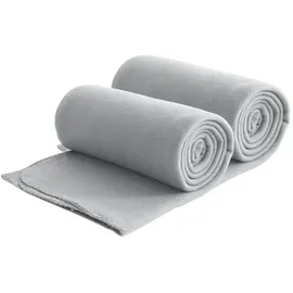 Wometo 2er Set Eco Fleecedecken aus 100% recyceltem Material + OekoTex geprüft 130x160 cm ca. 400 g - hellgrau mit Anti-Pilling und Kettelrand