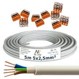 NYM-J 5x2,5 mm2 5m Mantelleitung Installationskabel mit 10 Stück WAGO Klemmen M126