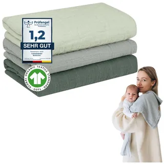 furora baby Spucktuch Baby Mulltücher Sets (Bio-Musselin: super soft) 80x80cm oder 25x25cm, Sehr weich grün