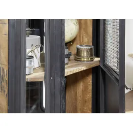 Massivmoebel24 Vitrine Mango 76x60x120 natur lackiert RAILWAY #130