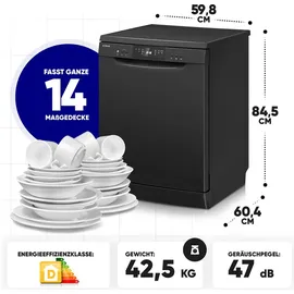 Bomann GSP 7419 Geschirrspüler (freistehend, 598 mm breit, Schwarz)