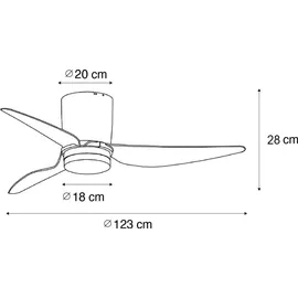 QAZQA Patty 123 cm Deckenventilator Weiß