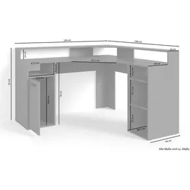 byLIVING Eckschreibtisch Fox anthrazit