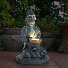 GLOBO Solarleuchte Buddha in grau,
