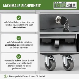 Trutzholm Werkstattwagen DELUXE 12 Schubladen 123 cm Breite unbestückt mit massiver Arbeitsplatte Anthrazit