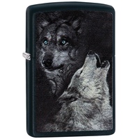 Zippo Wolf Benzinfeuerzeug, Messing, Black Matte, 1 x 6 x 6 cm