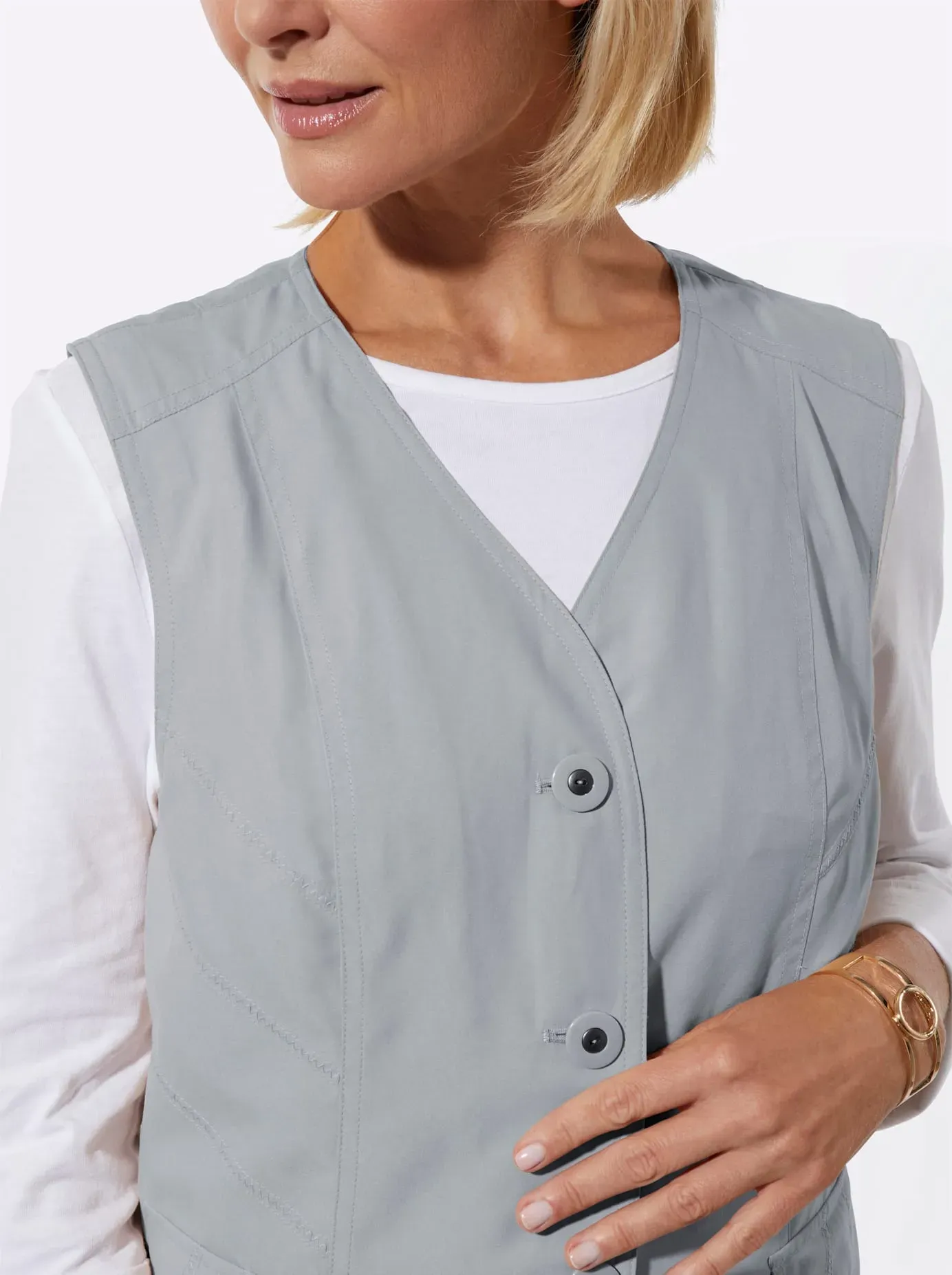 Funktionsweste CLASSIC BASICS, Damen, Gr. 46, steingrau, 100% Polyester, unifarben, Westen Funktionsweste